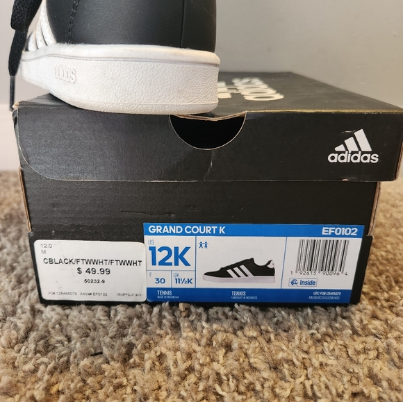 Kids black and white size 12 adidas sneakers - Picture 3 of 6